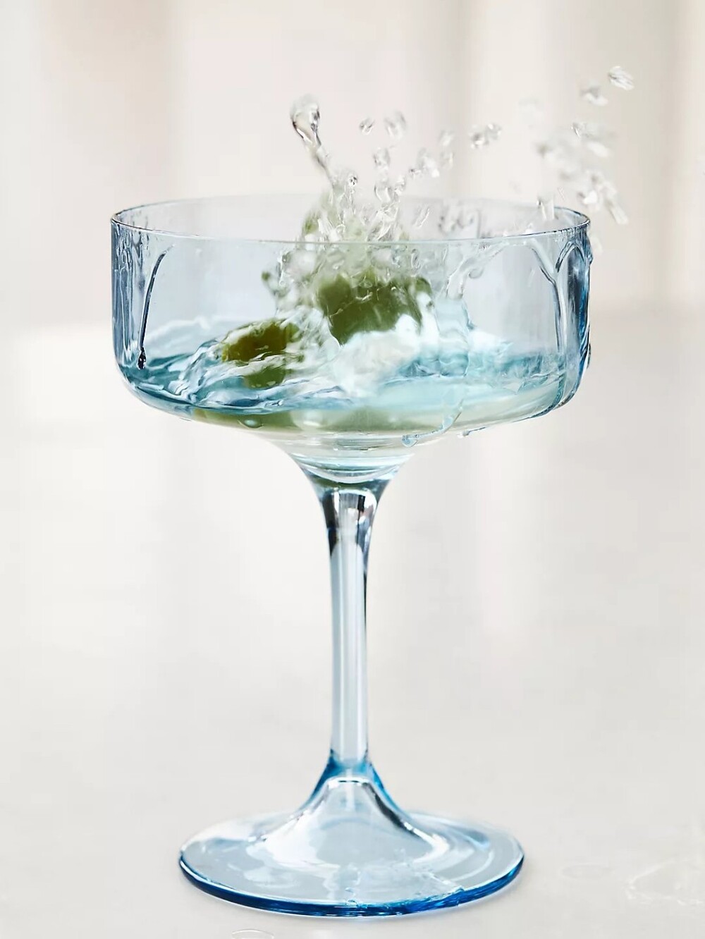 Anthropologie Morgan Coupe Glasses, Set of 2 BLUE